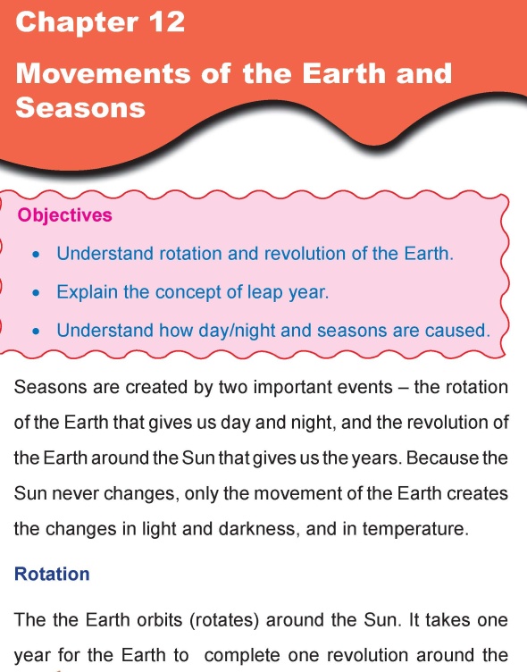 Grade 4 Science Lesson 12 Movements of the Earth and Seasons